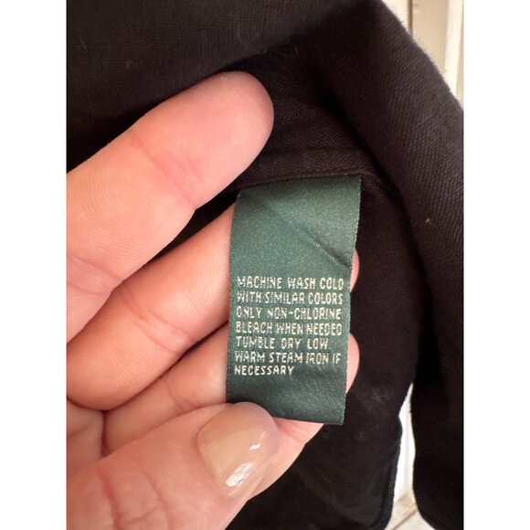 Lauren Ralph Lauren Black 100% Linen Sleeveless Button Down Blouse Size Medium - Picture 4 of 5